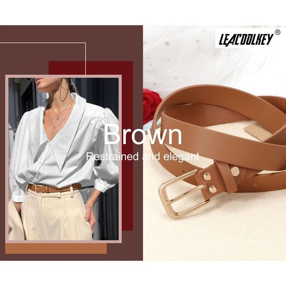 5982 Women Leather Belt With Gold Buckle Fashion Ladies Waist main image 2